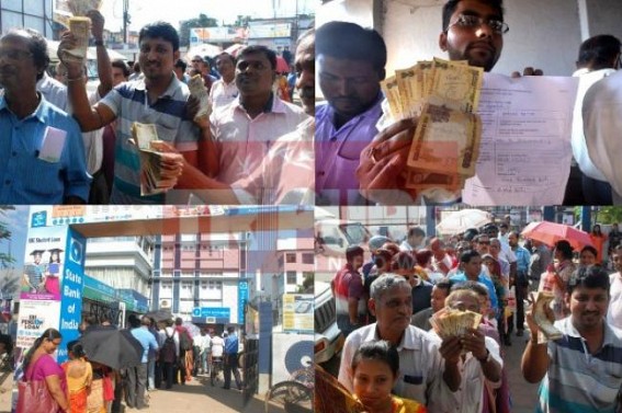 Huge public rush observed in depositing  Rs. 500/-, 1000/- in bank accounts on the 1st day as a part of facilitating Modi Govtâ€™s decision on striking blackmoney, counterfeit currencies